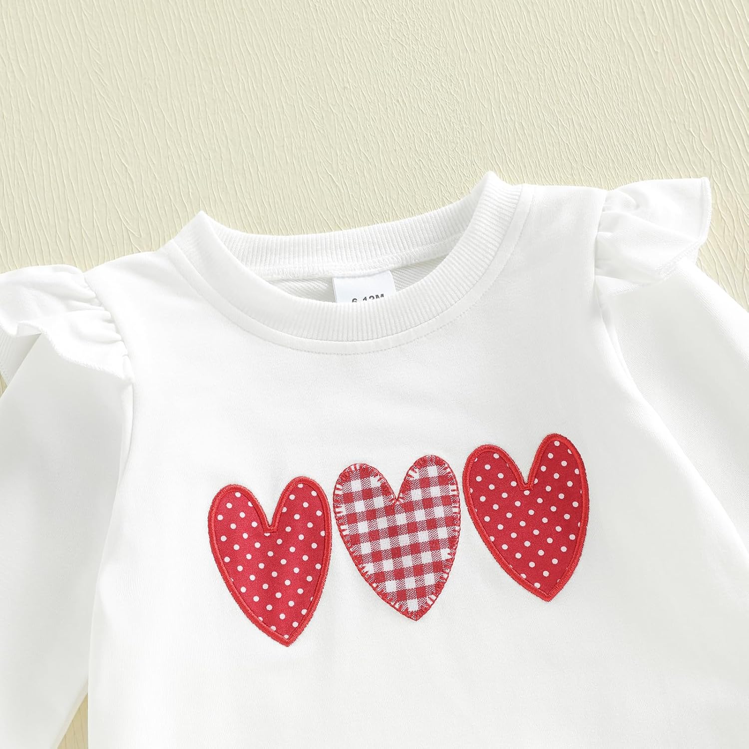 Thorn Tree Baby Valentines Outfit Toddler Girl Heart Ruffle Long Sleeve Sweatshirt Plaid Bell Pants Cute Spring Clothes - Image 5