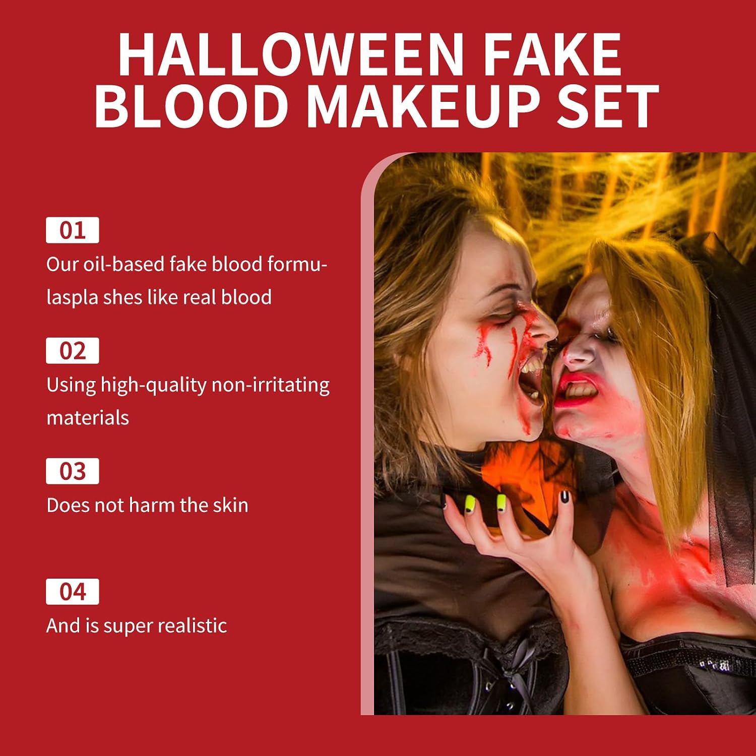 Halloween Fake Blood Spray - 2.03 oz Vampire Blood Splatter, Halloween Liquid Blood for Clothes, Zombie Bride, Vampire and Monster SFX Scary Clown Makeup & Dress Up (2)