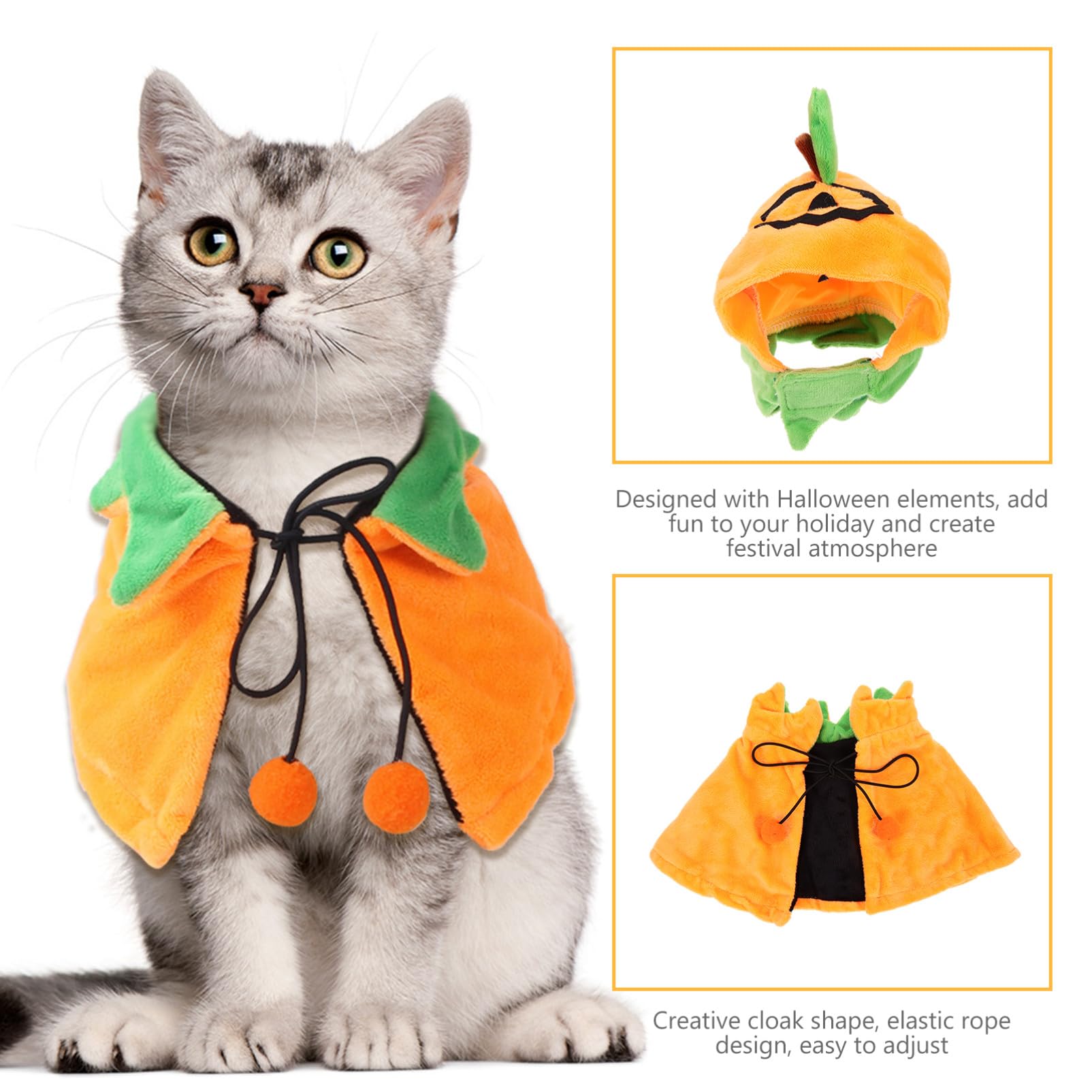 BESPORTBLE 2sets Costumi Per Animali Domestici Mantello e Cappello Tema Halloween Per Cani e Gatti Accessori Divertenti Per Feste Di Halloween Adatto Tutte Le Taglie