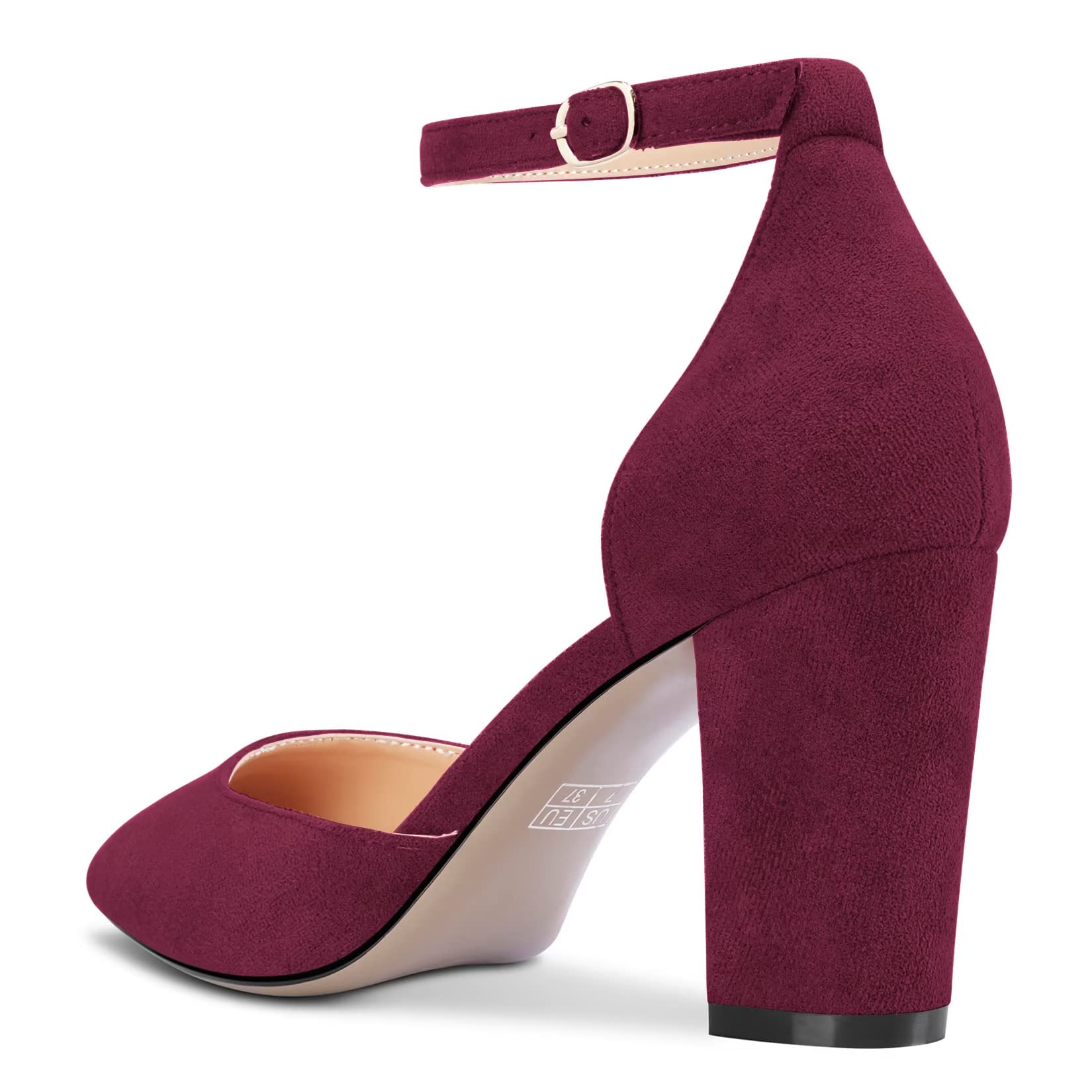 Castamere Mujer Chunky Ancho Alto High Heel Puntiaguada Punta Pumps Correa Tobillo Cierre con Hebilla de Boda Fiesta Sexy 8.5 CM Heels