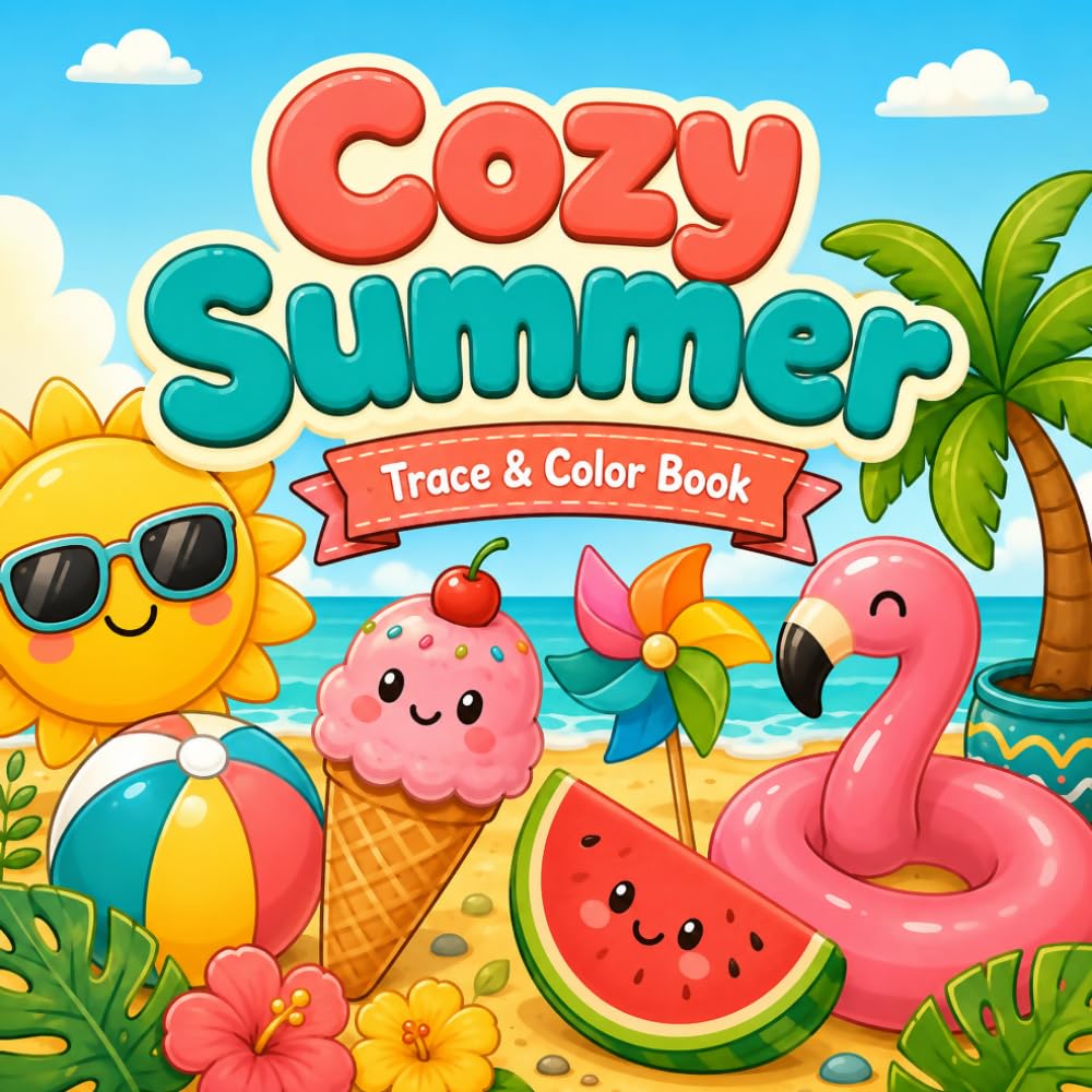 Cozy Summer Trace And Color Book: 40 Cute Cozy Summer Designs to Trace and Color | Bold & Easy Coloring Book for Adults, Teens & Seniors Featuring ... & Stress Relief (Trace It Color It)