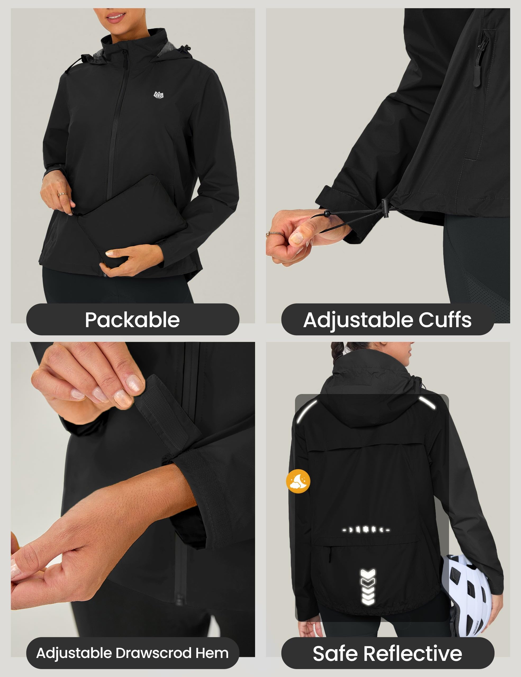 FitsT4 Sports Chaqueta de ciclismo para mujer, impermeable, chaqueta de ciclismo, transpirable, cortavientos, chaqueta ligera de verano, chaqueta para exteriores, chaqueta reflectante