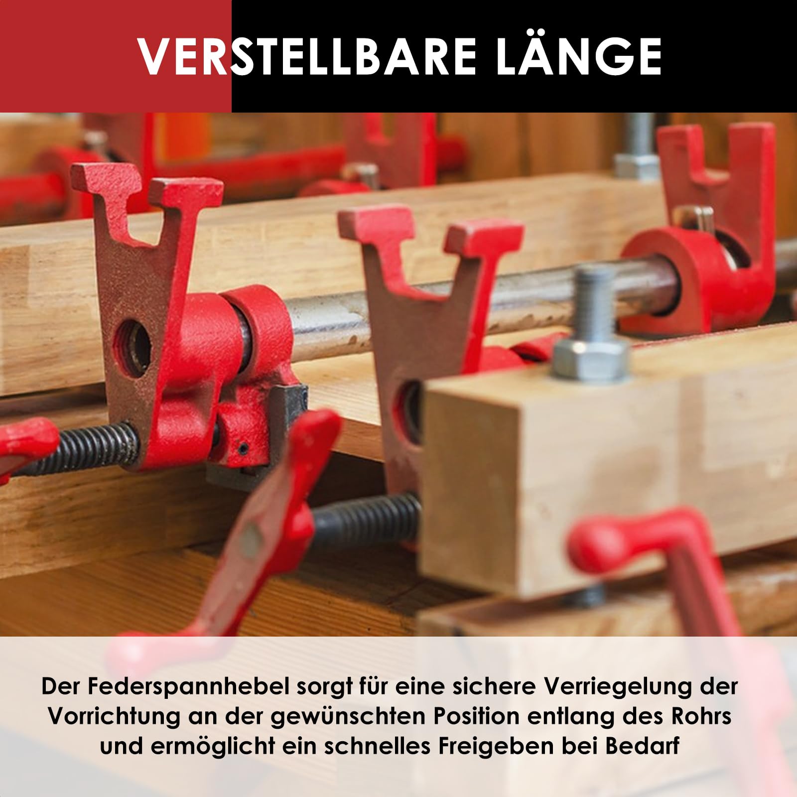 4 Pièces 3/4" Serre Joint en Tube à Serrage Rapide, Collier de Serrage en Fonte Malléable Robuste pour Établi de Travail du Bois