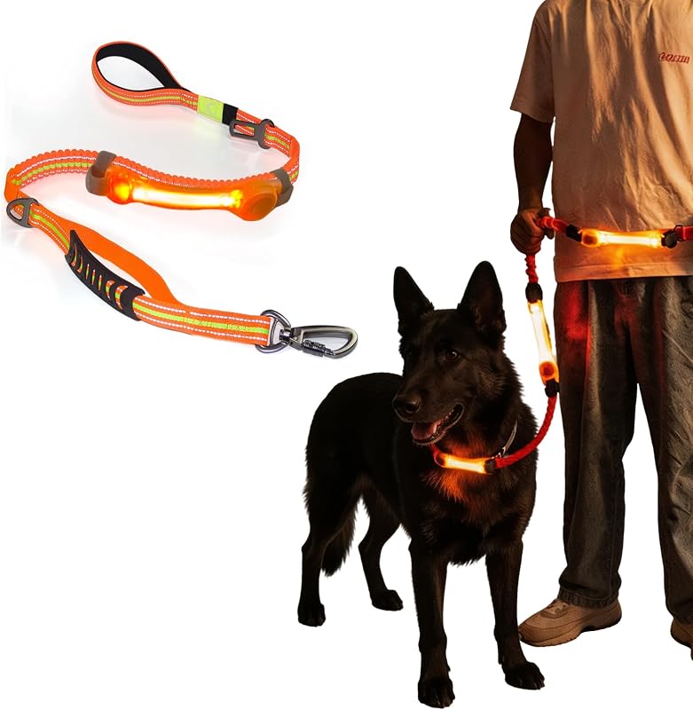 Guia LED com Amortecimento e Duas Alças para Cães Grandes Fashion&cool