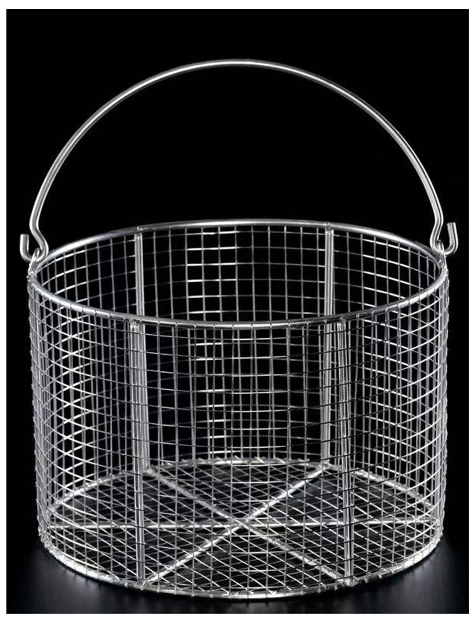 Genérico Cesta de esterilización Redonda portátil de Malla de 2 cm/0,78 Pulgadas, de Acero Inoxidable, for for Laboratorio, Instrumental hospitalario y odontológico.(20x20cm)