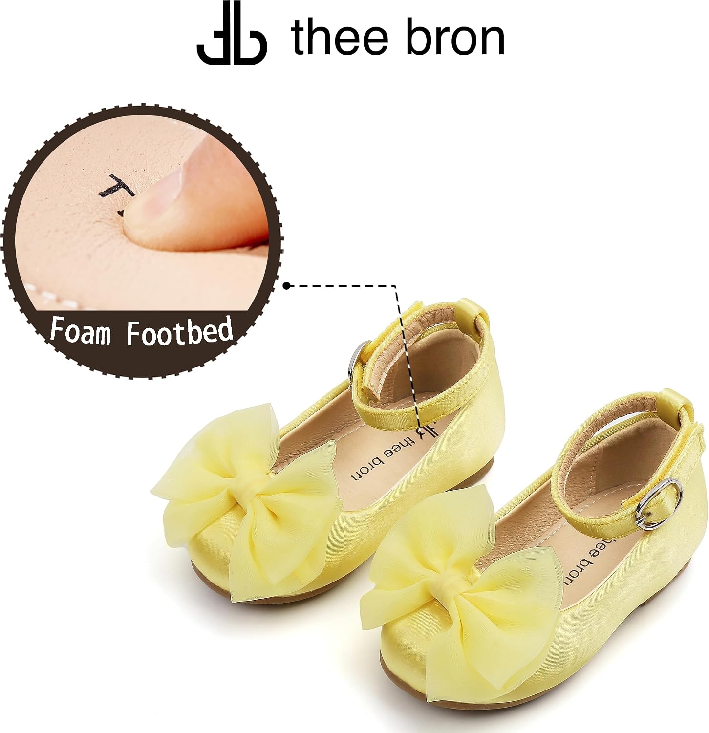 THEE BRON Girls Mary Jane Ballet Flats with Bow Toddler Dress Shoes for Party Wedding