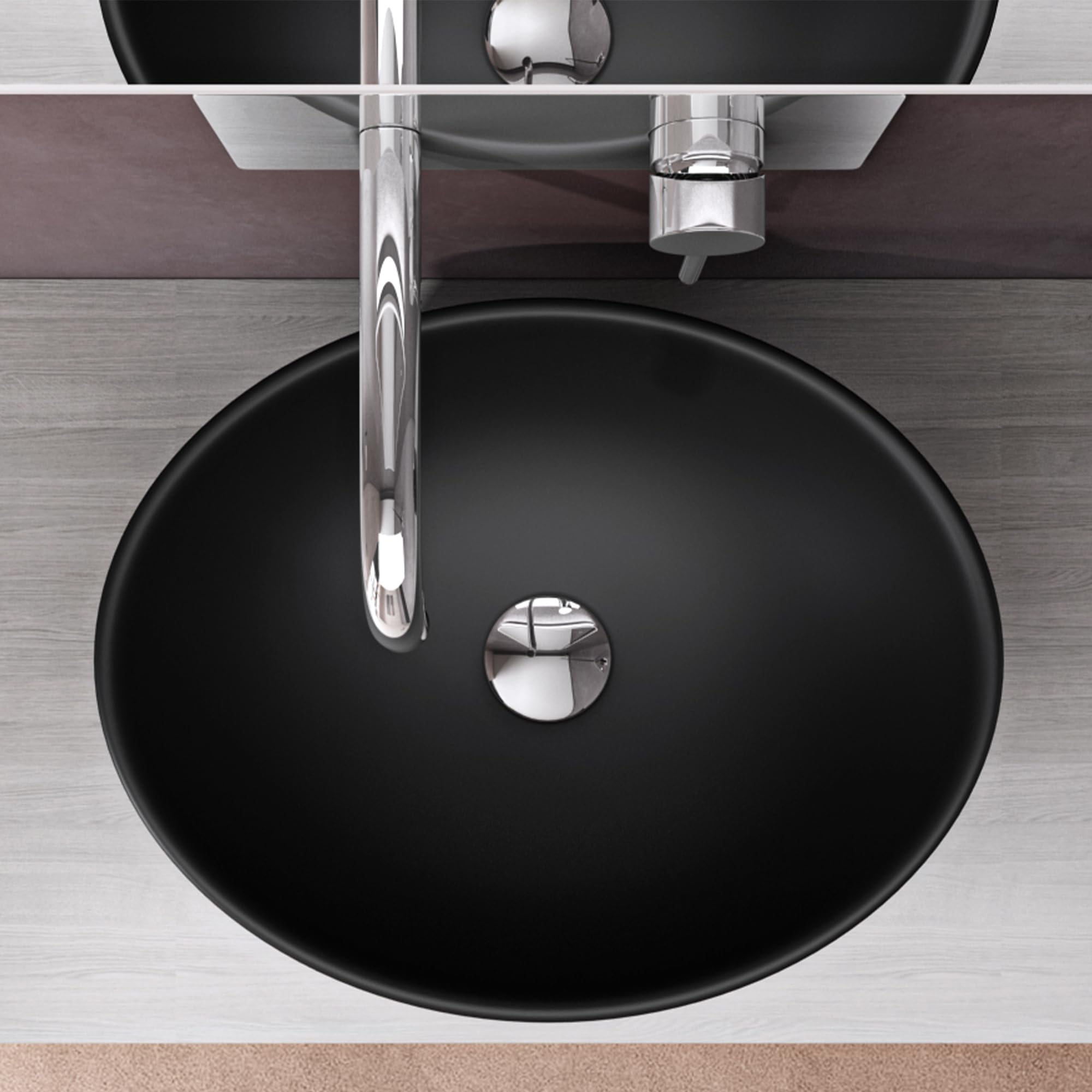 doporro Waschbecken oval Aufsatzwaschbecken Anthrazit Matt 42x34x14.5cm | Keramik Waschschale Handwaschbecken für das Badezimmer und Gäste-WC Nano-Versiegelung Leichte Reinigung Brüssel205