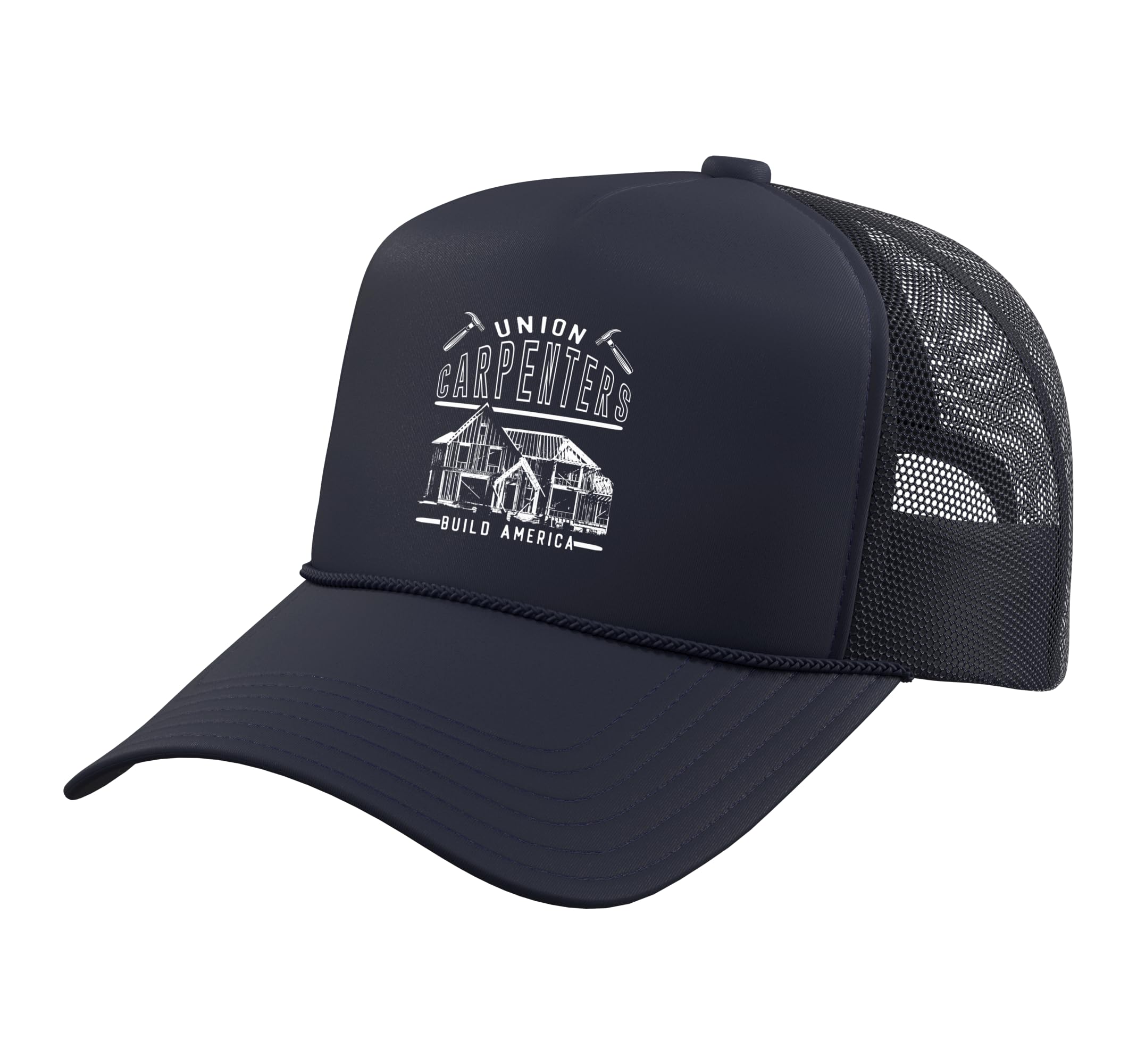 Union Strong Carpenters Builders Proud Laborer Build America Trucker Hat with Adjustable Mesh Back