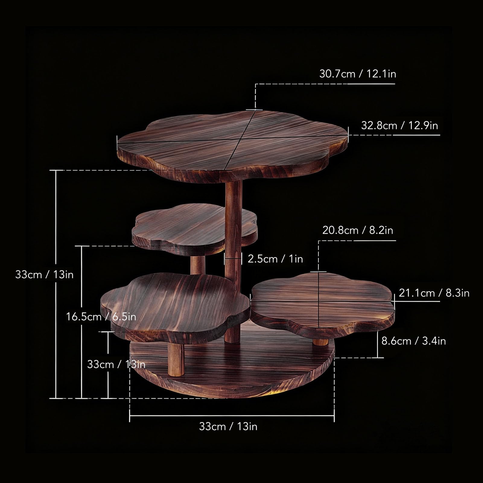 Soporte para Cupcakes con Forma de Flor de 4 Niveles, Torre Escalonada para 24 Cupcakes, Bandeja de Madera para Fiesta de té de Boda