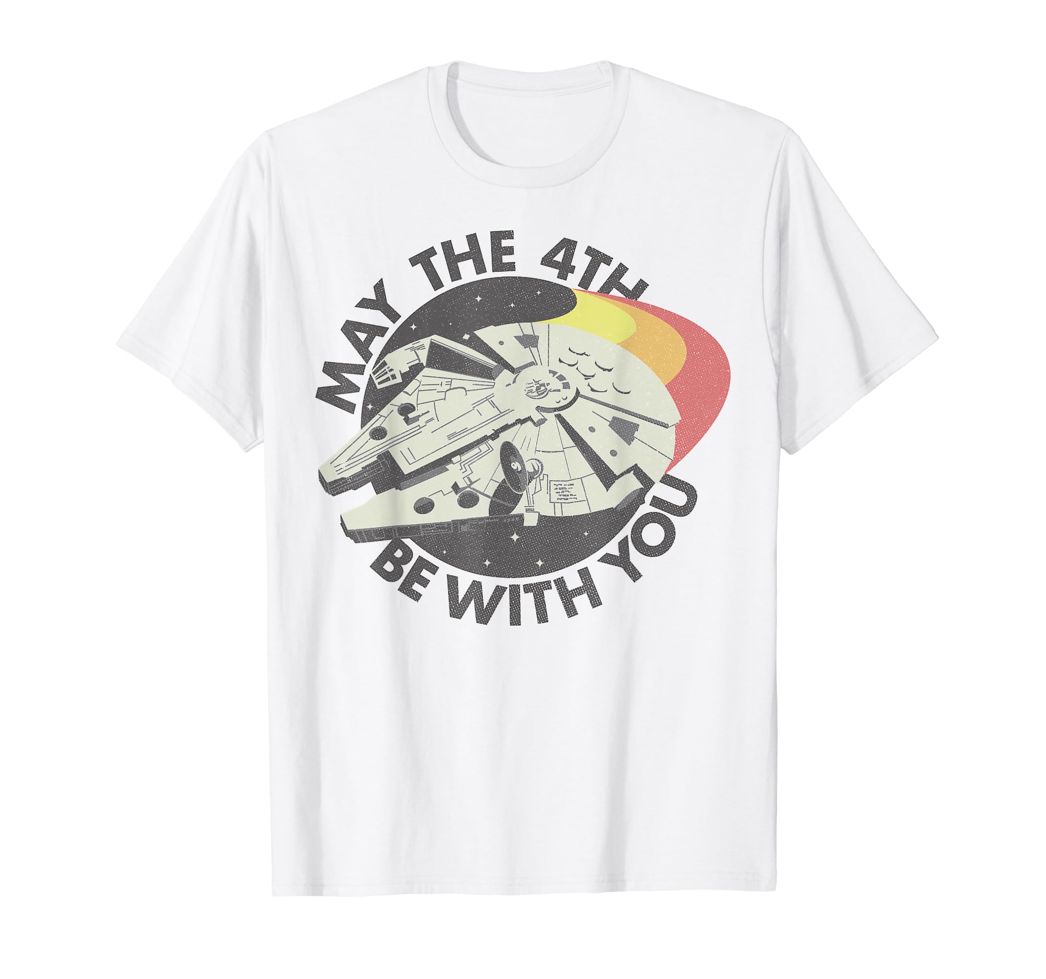 Star Wars Millennium Falcon May The 4th Be With You Retro T-Shirt, Black