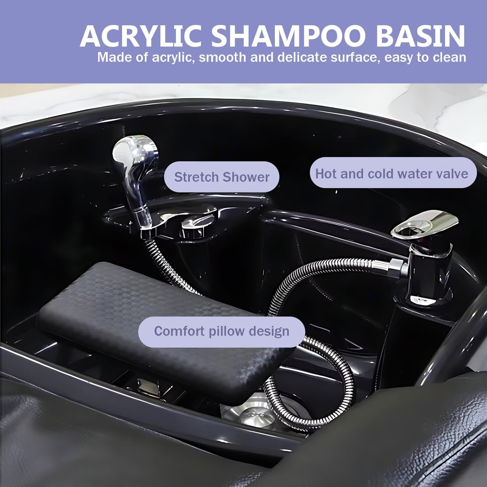 Salon-Spa-Ausstattung, Salon-Shampoo-Liege/Massageliege Im Modernen, Minimalistischen Design In Schwarz, Kopf-Spa-Ausstattung und Spa-Liege Inklusive Wasserkreislauf, Ganzkörpermassage und A