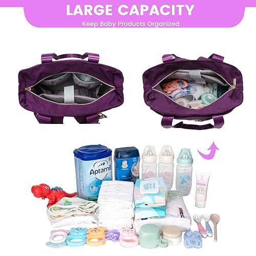 Miniatura 2 de LOVEVOOK Mochila para pañales, bolsa de pañales con bolsillos aislados, bolsa de bebé para niñas y niños con cambiador, bolsa de pañales grande para