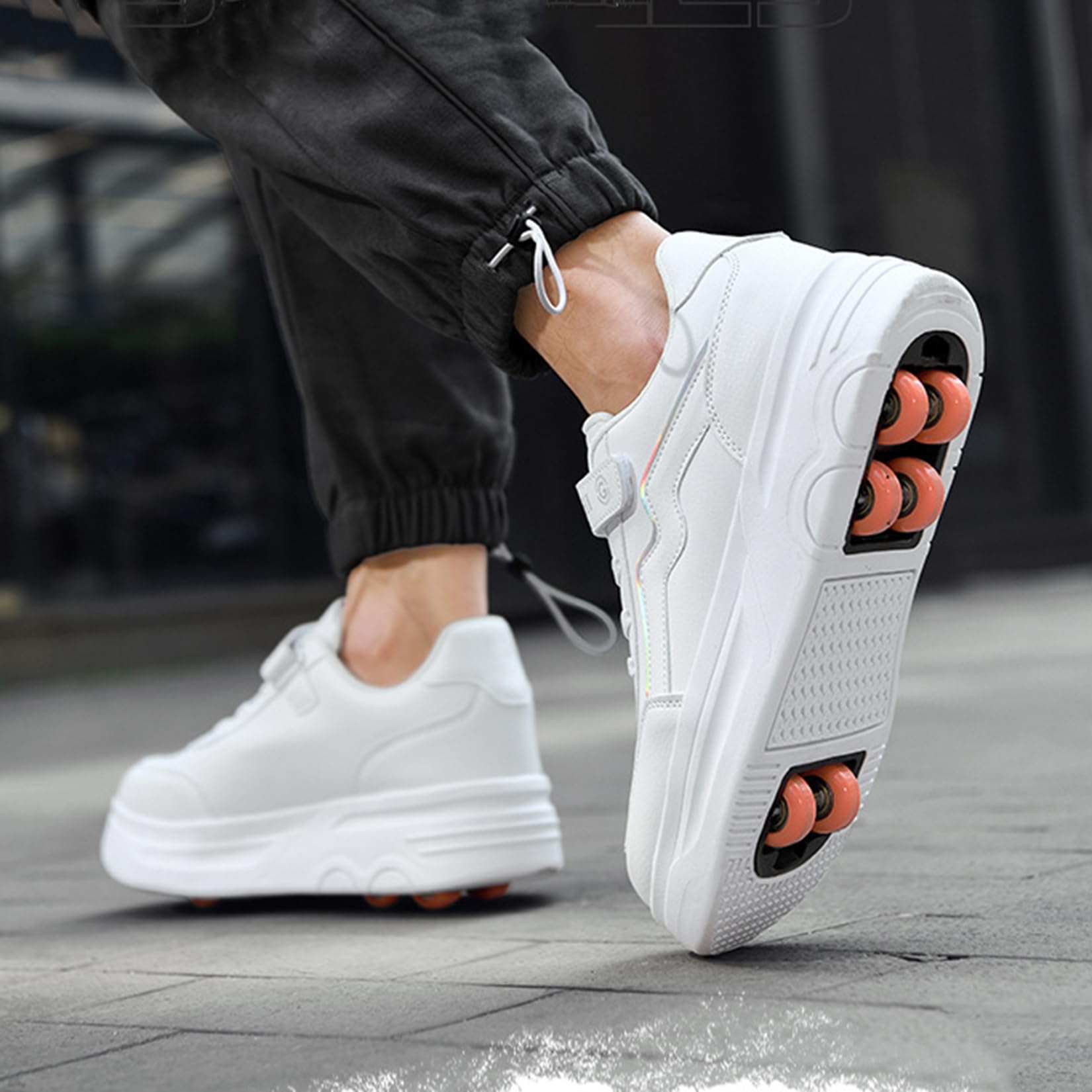 Chaussures à roulettes pour garçons et Filles 2 en 1 Basket a Roulette Chaussures Qui se transforment en Roller avec 4 Roues pour Adolescents et Adultes