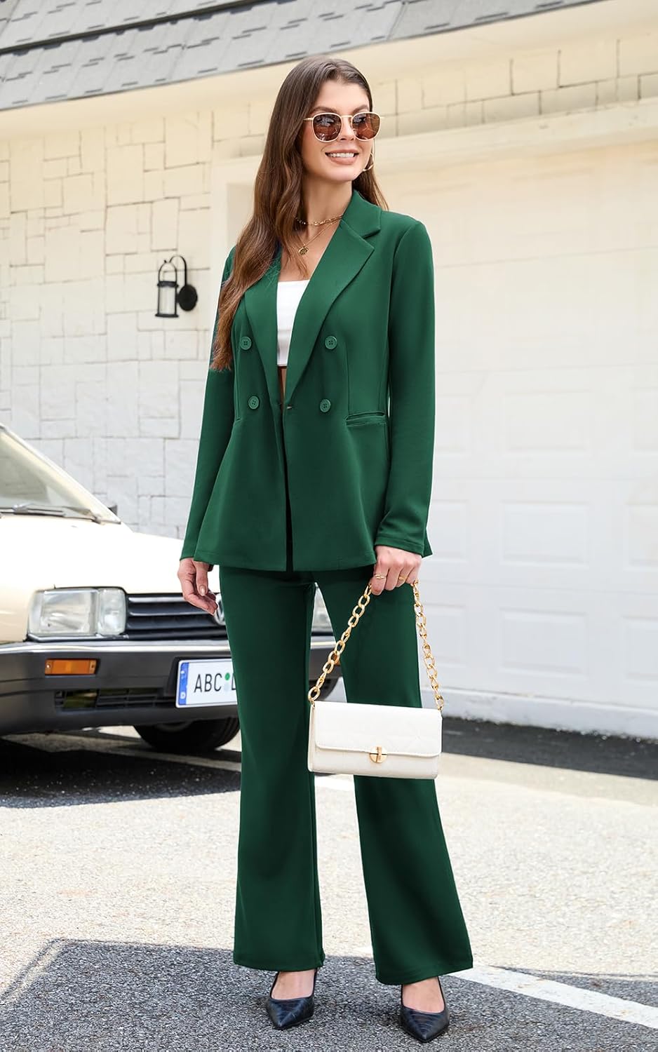 Agenlulu Women's 2 Piece Suits Business Casual Outfits Long Sleeve Solid Blazer Pantsuits Professional Office Work Sets - Image 2