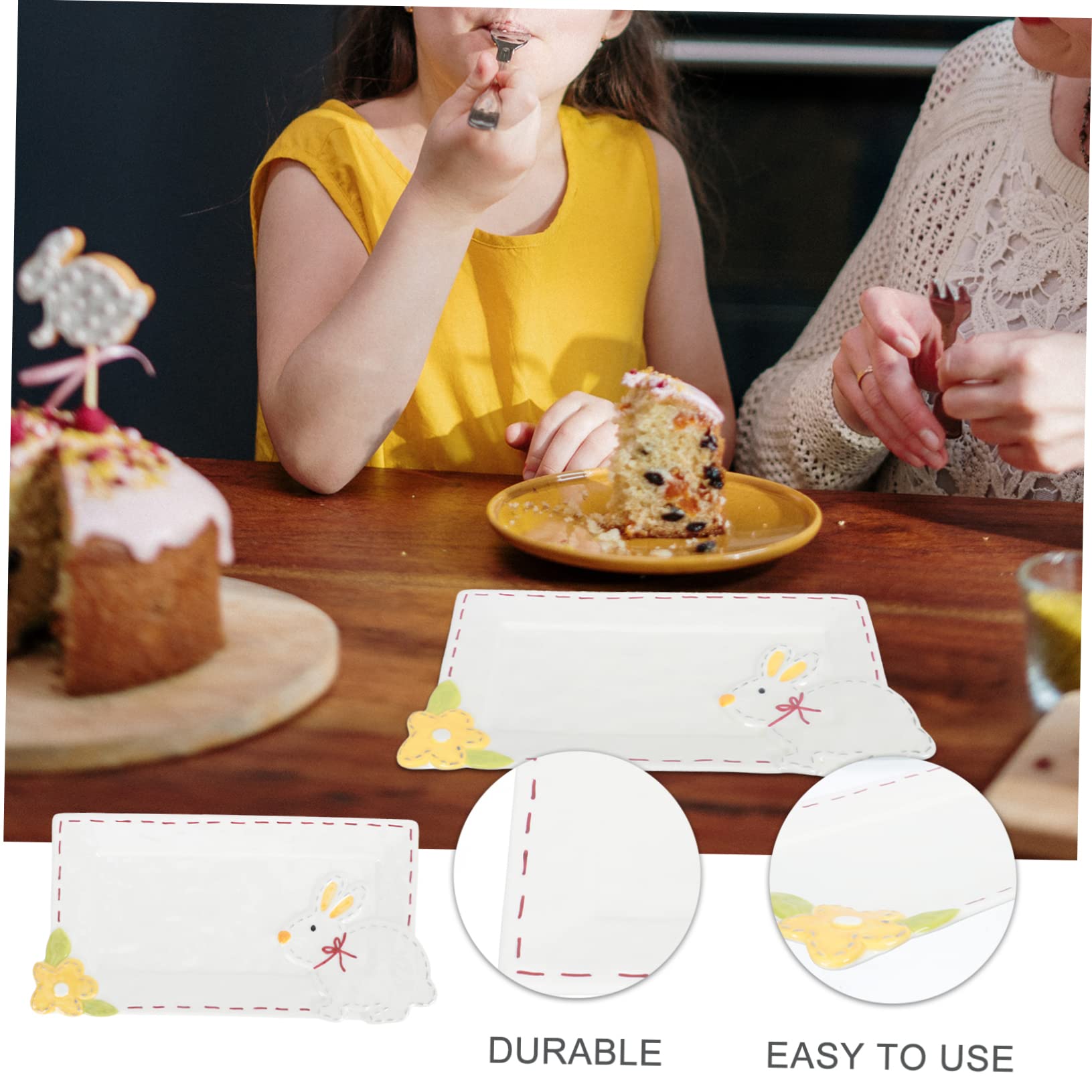 Cabilock 1Pc Rabbit Dish Cute Bunny Plate for Ceramic Food Serving Plate for Home and Parties for Steak Sushi and Desserts