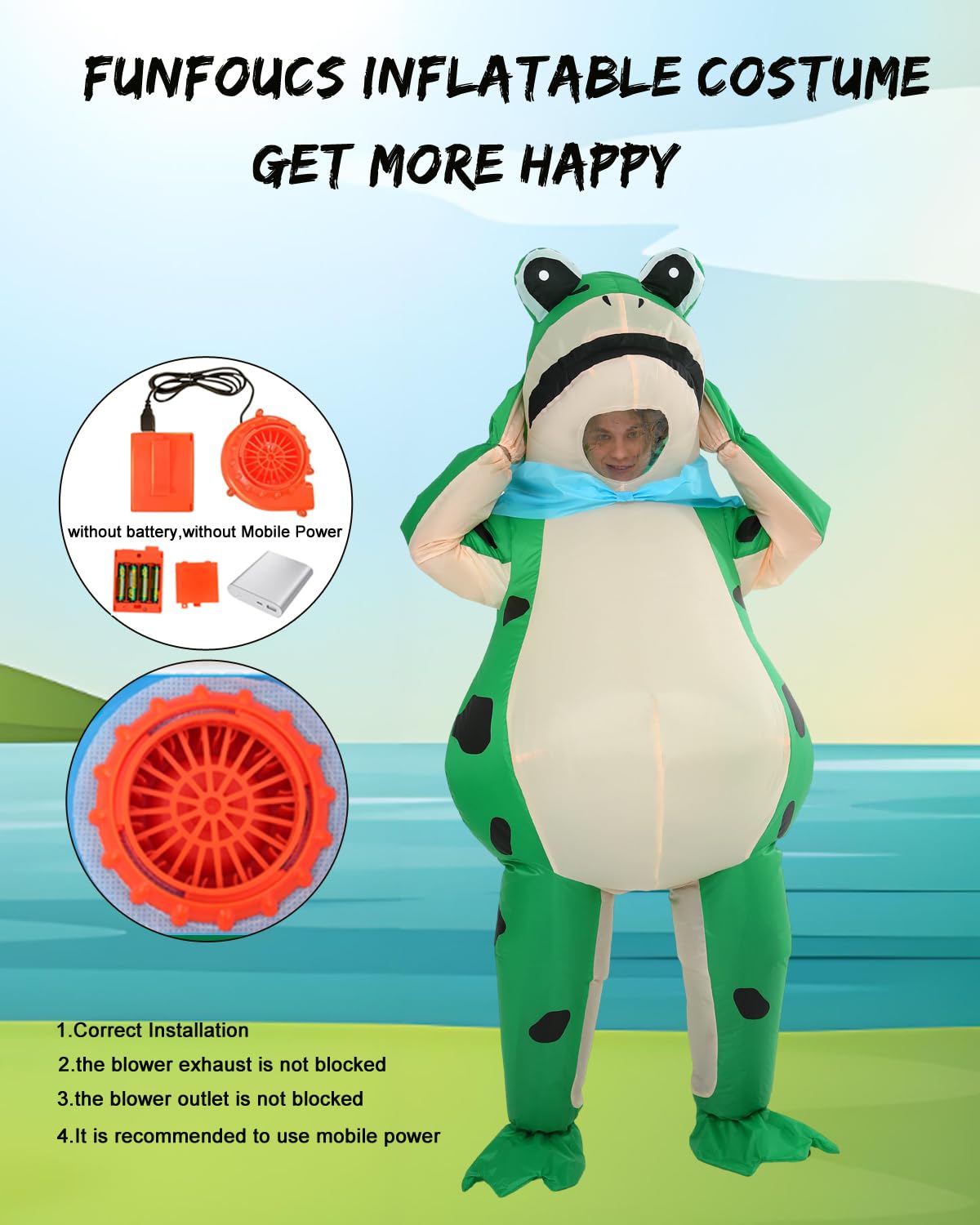 Disfraz de rana inflable para adultos, unisex, verde, talla única, perfecto para carnaval y fiesta temática
