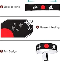 Vista 29 de Diadema reversible de guerrero, Bushido Hachimaki para karate, Halloween, sushi