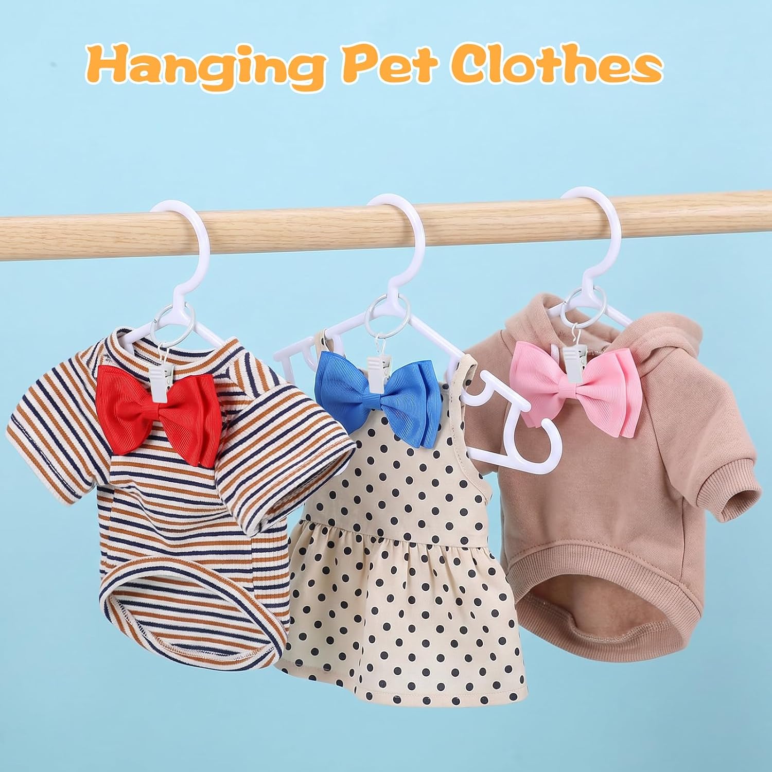 30 Packs Baby Hangers with Clips for Pants, Baby Clothes Hangers with Clips, Plastic Toddler Hanger with Metal Rings, Infant Closet Organizer, White