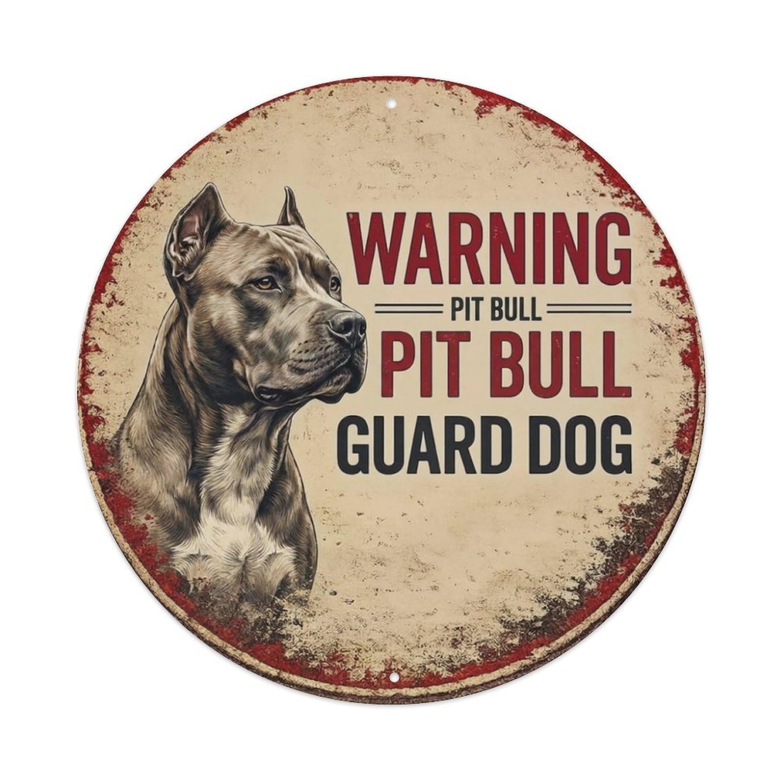 Metal Tin Sign Vintage Warning Pit Bull