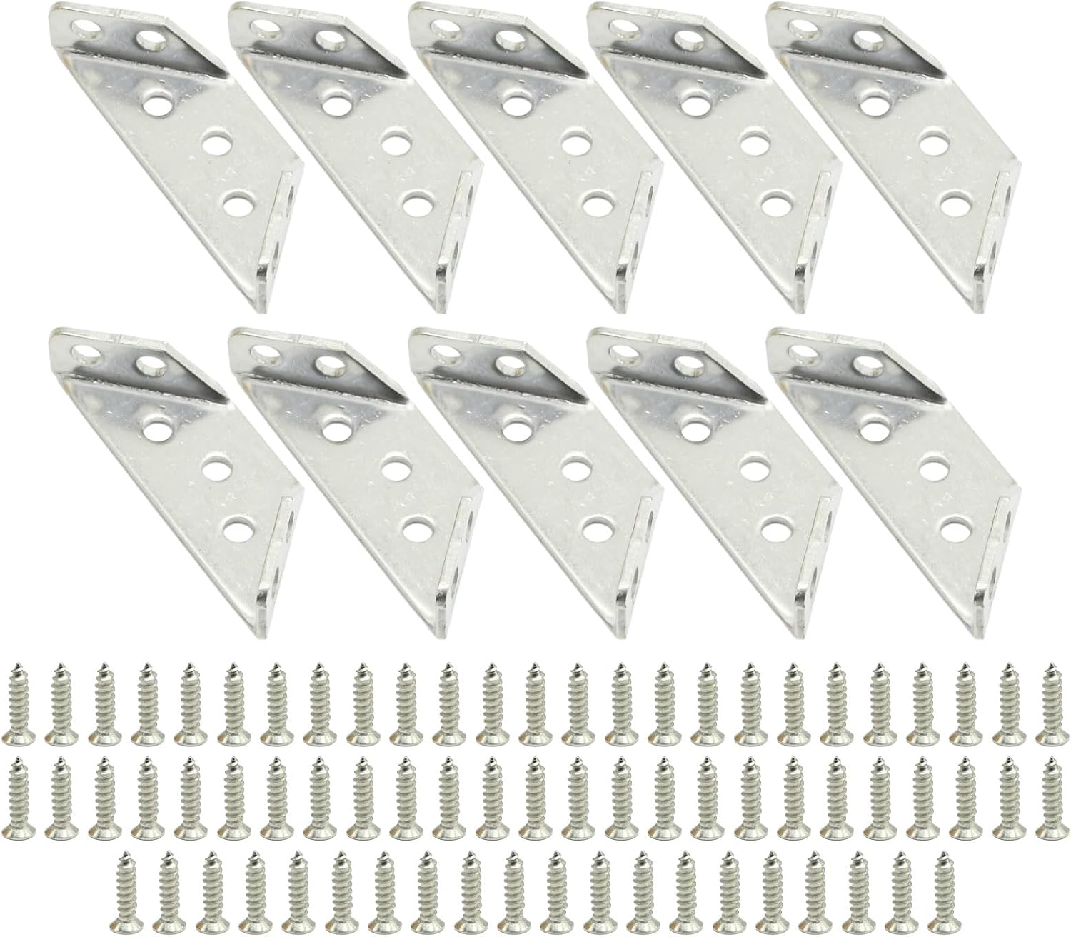 Furniture Corner Connector Stainless Steel Angle Corner Braces Brackets Trapeziform Corner Bracket Fastener for Shelf Cabinet Table Chair Desk Edge Box Wood Beam with 70Pcs Screws (20Pcs)