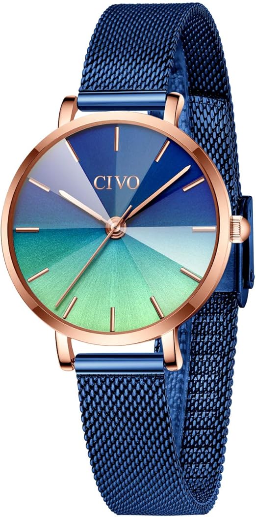 CIVO Montres Femmes Bleu MontreBracelet pour Femme Etanche Acier