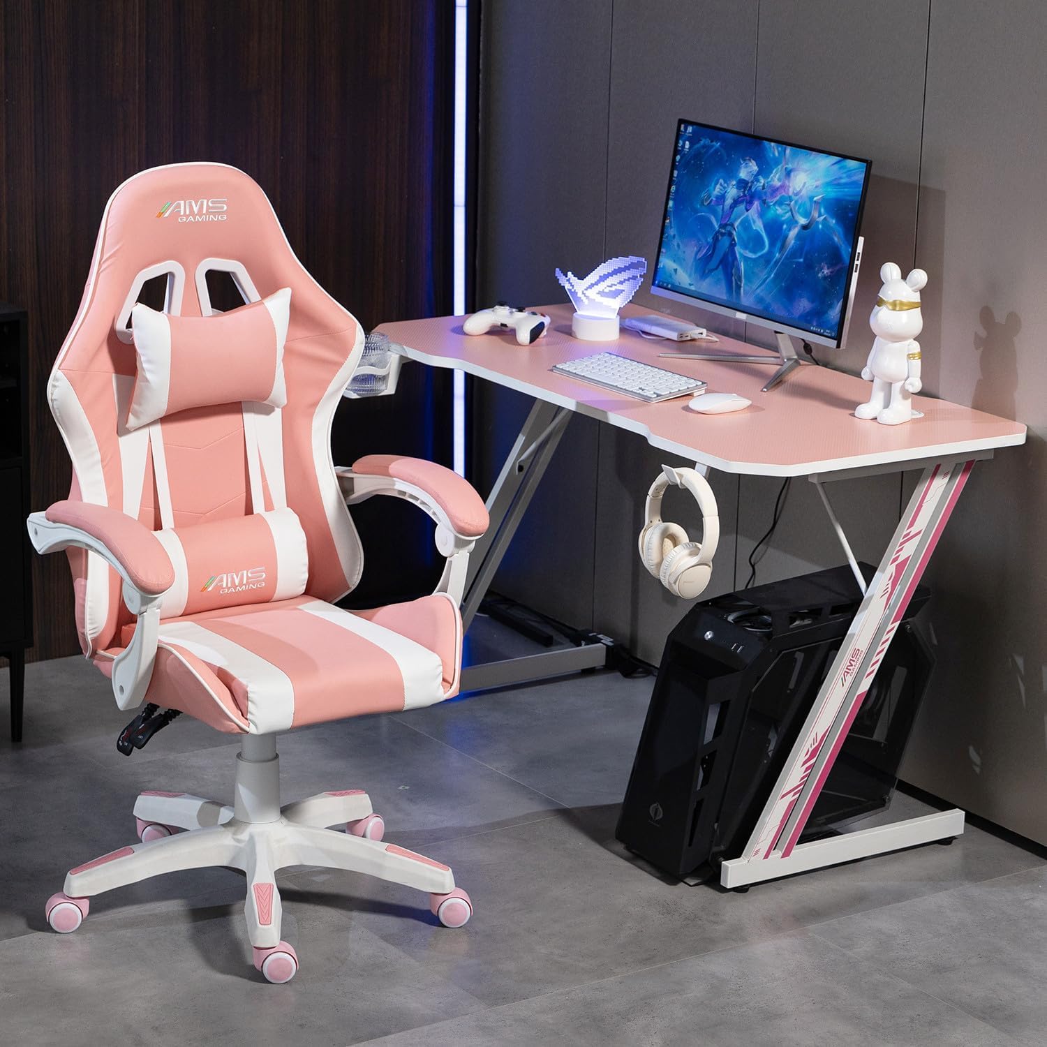 Sedia da Ufficio Ergonomica con Schienale a Rete, Reclinabile 135°, Cuscino Lombare, Nero