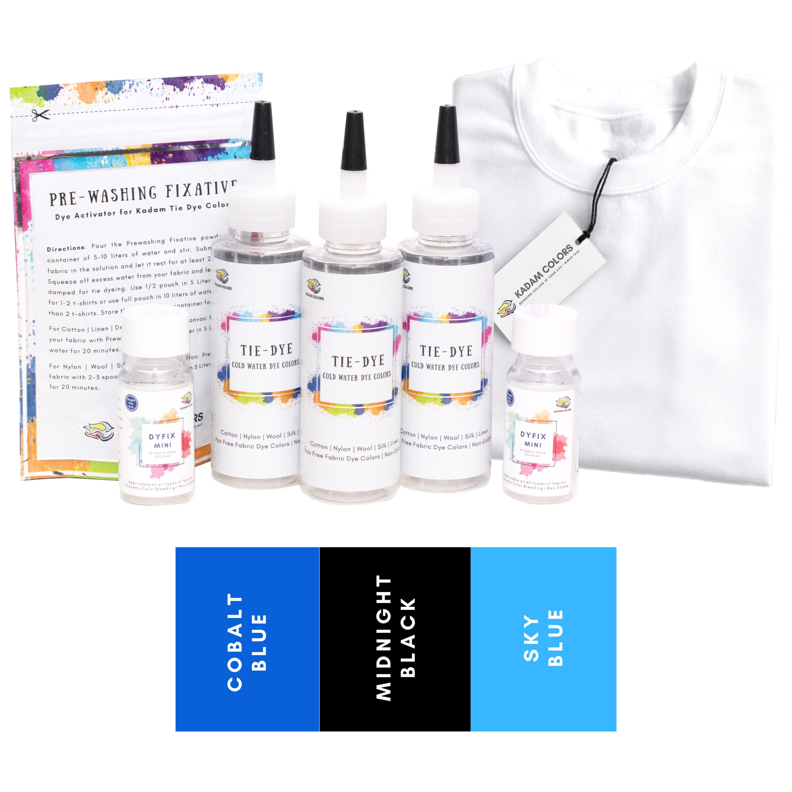 Kadam Tie Dye Kit-Ocean | Skin Friendly Tie and Dye kit with White Cotton T-Shirt(Size-36), 3 Tie Dye Colours, Dye Activator & Colour Fixer | Cold Fabric Dyeing Tie Dye kit for Kids and Adults (B09YNX2DV8) Amazon Price History, Amazon Price Tracker