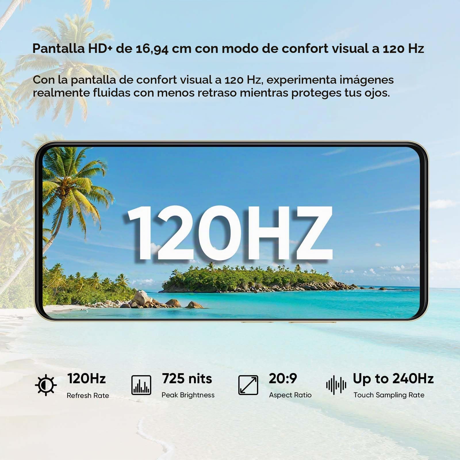realme C71 Smartphone 8GB RAM + 256GB ROM, 6.67" 120Hz Pantalla, Teléfono Móvil con Batería de 6000mAh y Carga Rápida de 45W, AI 50MP Cámara, Dual SIM, Huellas Lateral, NFC y Next Ai, Verde