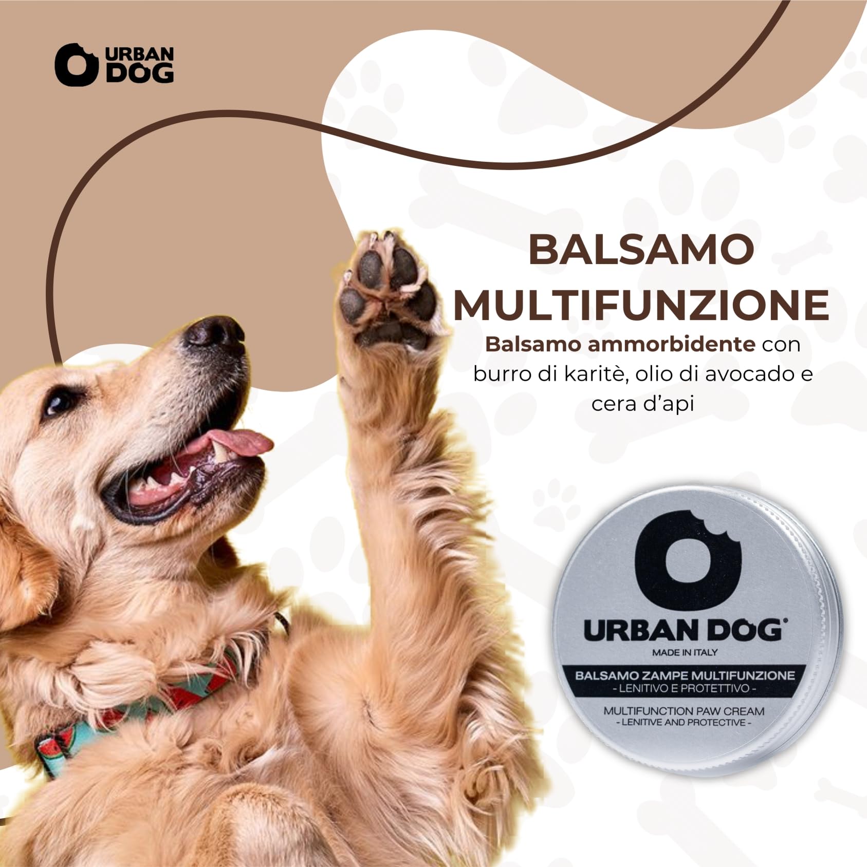 URBAN DOG Naturalny balsam do łap i poduszek psa 30 ml – nawilża i odżywia suche i popękane poduszki, chroni przed zimnem, ciepłem i agresywnymi powierzchniami
