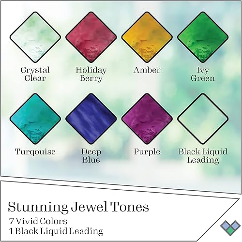 Miniatura 2 de Gallery Glass Jewel Tones PROMOGGJL22 - Kit de pintura de vidrio de 8 piezas para manualidades y manualidades, perfecto para principiantes y artistas
