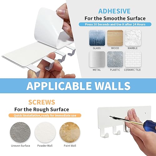 Miniatura 4 de GTK Soporte para llaves de pared, ganchos para llaves con 6 ganchos, soporte para llaves montado en la pared para pasillo, soporte para llaves