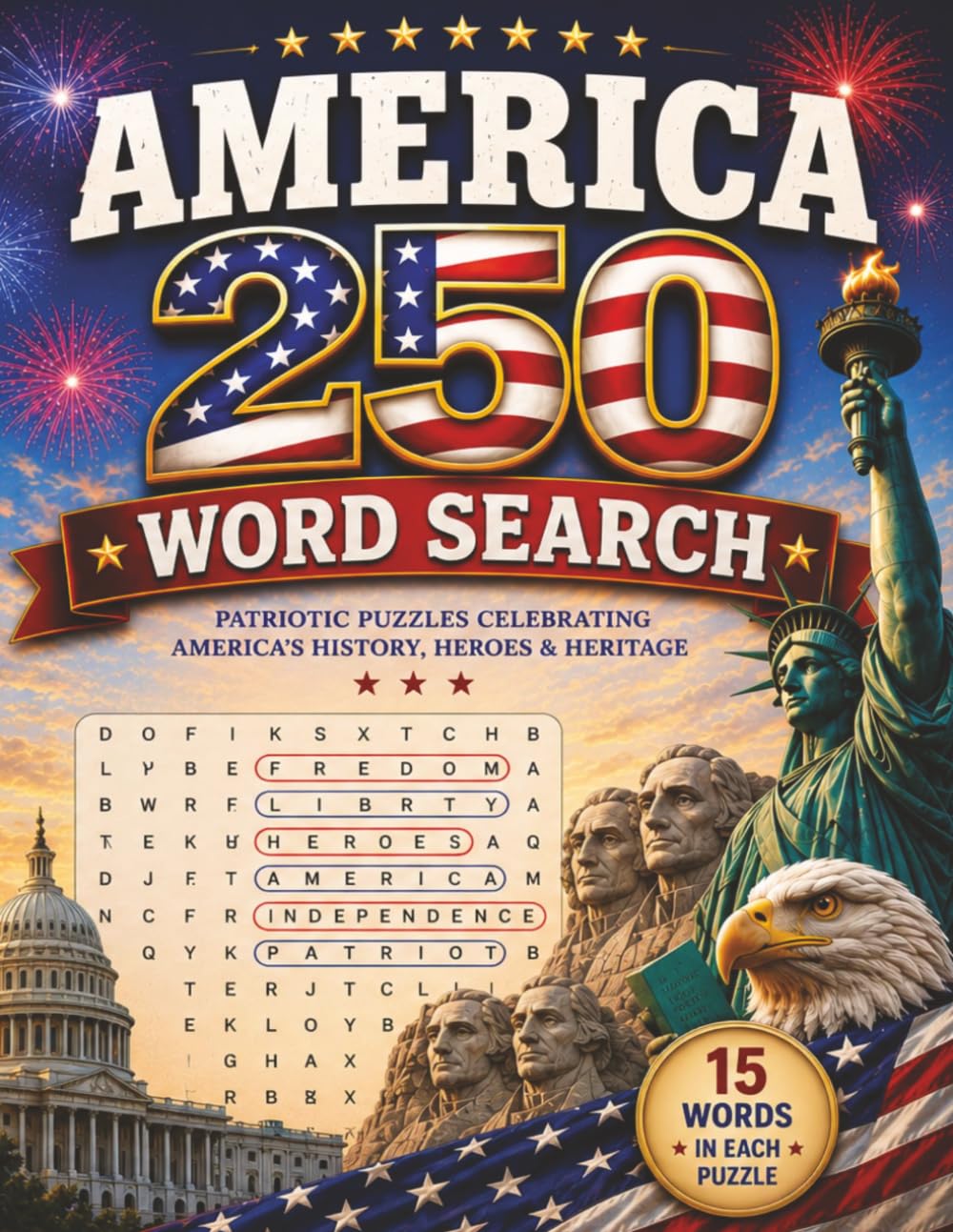 AMERICA 250 WORD SEARCH: Patriotic Puzzles Celebrating America’s History, Heroes & Heritage