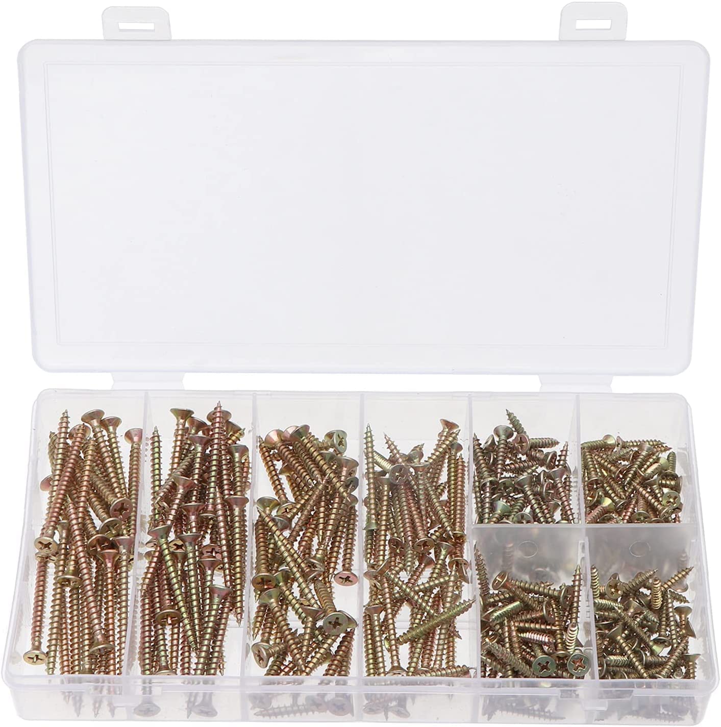 BAtlam 332 Uds. En Caja, Clavos de Fibra de Zinc chapados en Color, Tornillos de carpintería autorroscantes Cruzados avellanados, combinación de M3-M4