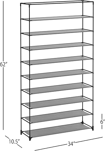 Miniatura 2 de Lavish Home Zapatero de 9 niveles con cubierta para polvo y marco de metal, organizador vertical independiente de almacenamiento de calzado (negro)