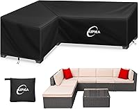 Vista 11 de Kipiea Funda para sofá modular en forma de V para patio, tela Oxford resistente 420D, funda modular para exteriores con 6 hebillas a prueba