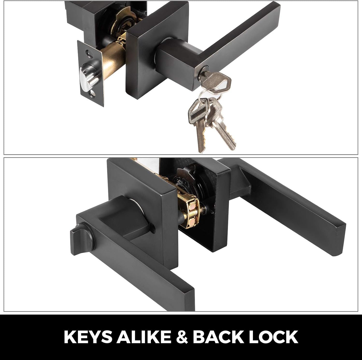 New Deal Happybuy Keyed Entry Door Lever 10 Pack Keyed Entry Lever for 35-45mm Thickness Door Keys Alike Door Handle with Lock and Key Reversible Square Door Knob Handles Deadbolt Heavy Duty Entry Lever