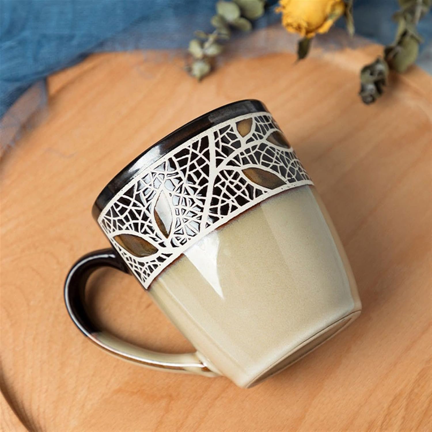 350ML Ceramic Household Living Room Tea Cup Creative Personality Coffee Cup Heating Mug Breakfast Cereal Cup