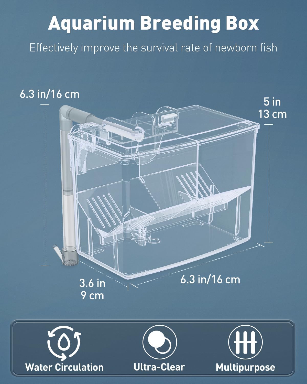 Pawfly Incubadora de Peces acrílico, criadero para alevines, camarones, Betta, pez Payaso, Caja de Aislamiento para Peces