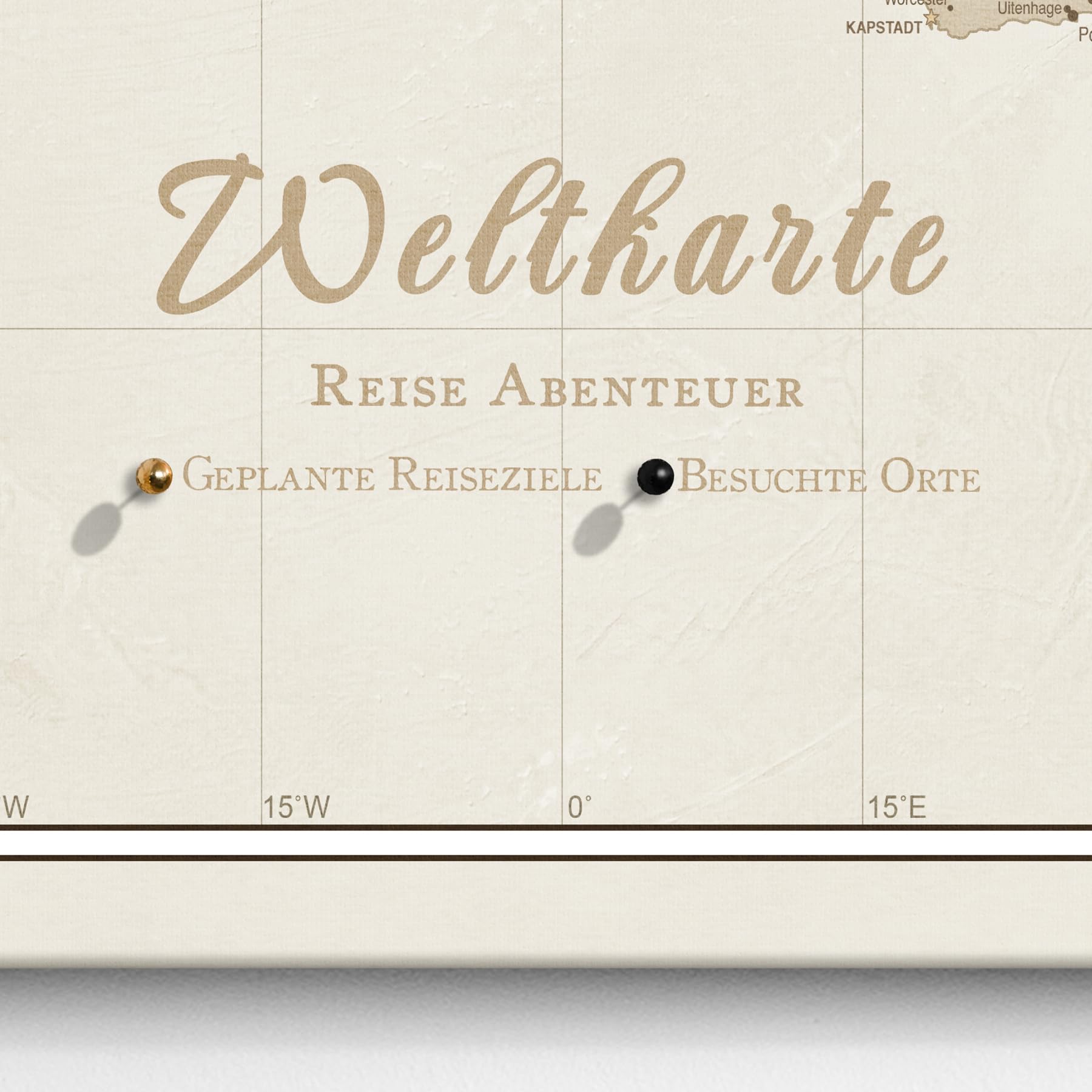 Hochwertige Canvas Weltkarte mit Kork-Pinnwand - Deutsche Beschriftung - Dekorative Wanddeko für alle Zimmer - Leinwandbilder mit Weltkarte Motiv (70x50 cm, Muster 9)