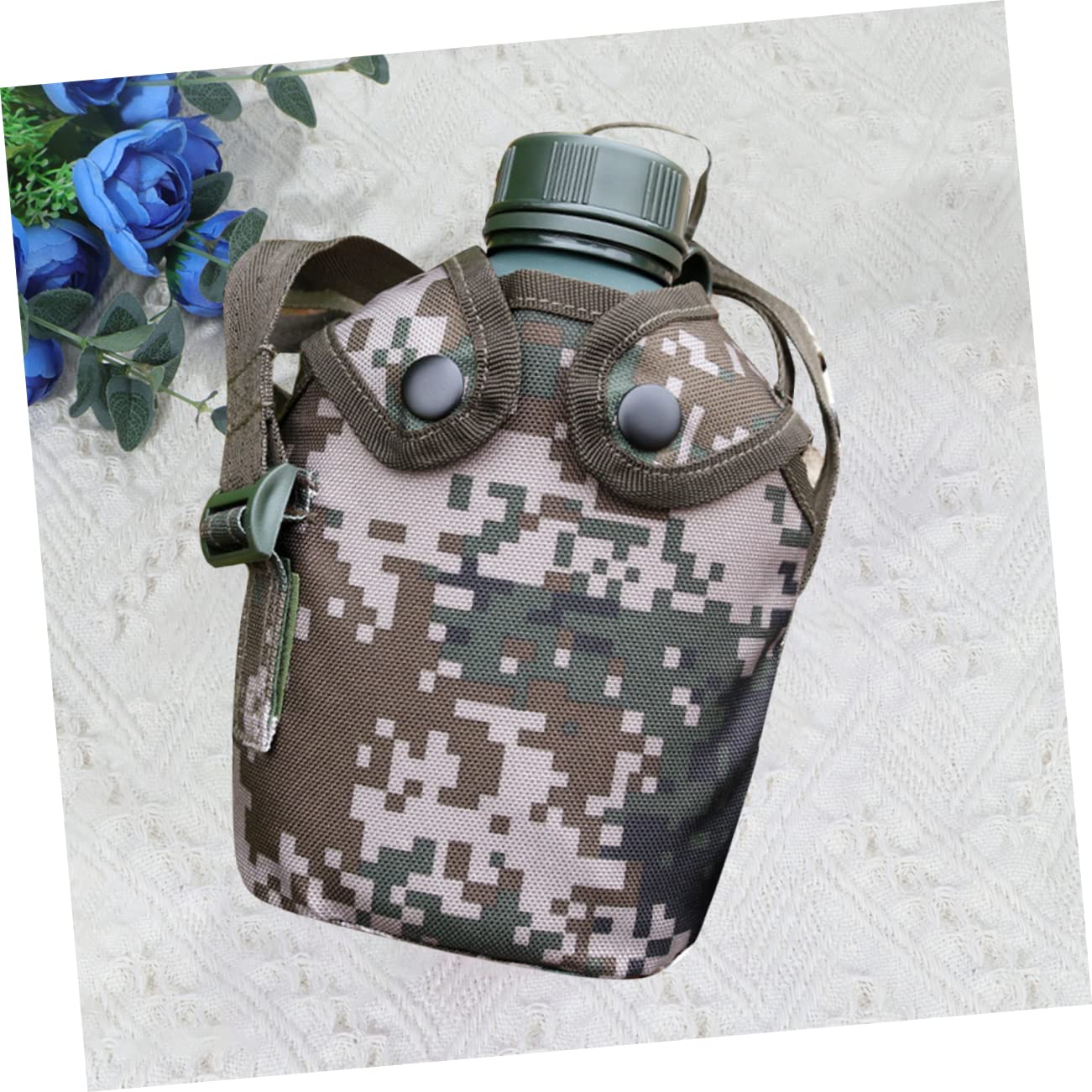 1 Set Edelstahl-Wasserkrug Wanderwasserflasche Tarnwasserflasche Armee-Wasserkocher Armee-Kantine Tarn-Kantine Überlebenskessel Kantine Outdoor-Gurt Reisen