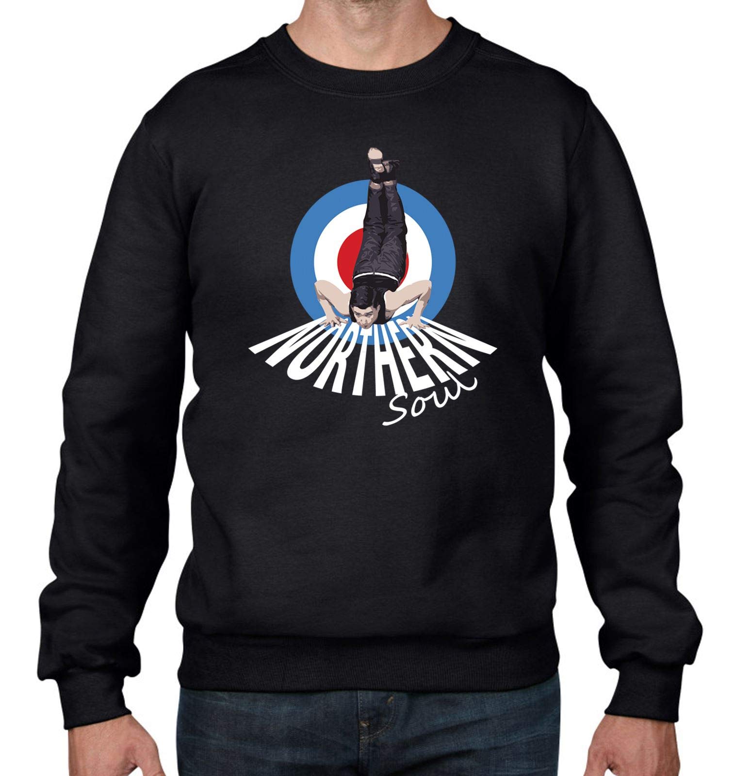 Tribal T-Shirts Men's Black Northern Soul Dancer Mod Target Sweatshirt Jumper (Large, )