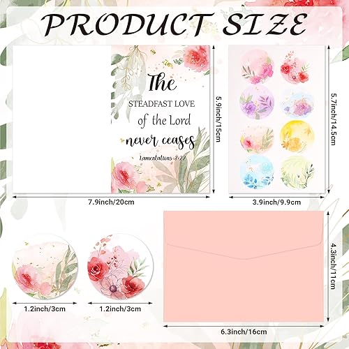 Vista 10 de Containlol 24 tarjetas de felicitación cristianas inspiradoras con motivación de las Escrituras, tarjeta floral con versículos bíblicos con sobres