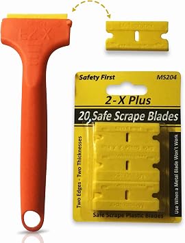 20 2X Plus Plastic Razor Blades and EZ X Razor Blade Scraper Pat. Pending