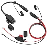 MICTUNING Motorcycle USB Charger,SAE to USB Cable Adapter SAE Quick Disconnect 2.1A Waterproof USB Port with Inline Fuse, Socket Cable 12V-24V for Motorcycle Cellphone Tablet GPS More