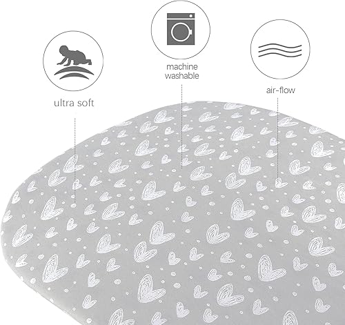 Miniatura 2 de Sábanas ajustadas de cuna, compatibles con Munchkin Brica Fold N' Go, 2 unidades, 100% algodón de punto jersey, transpirables y súper suaves,