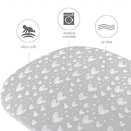 Bassinet Fitted Sheets Compatible with Graco Pack \'n-Play Dome LX Bassinet(not playard), 2 Pack, 100% Jersey Knit Cotton Sheets, Gray Print for Baby