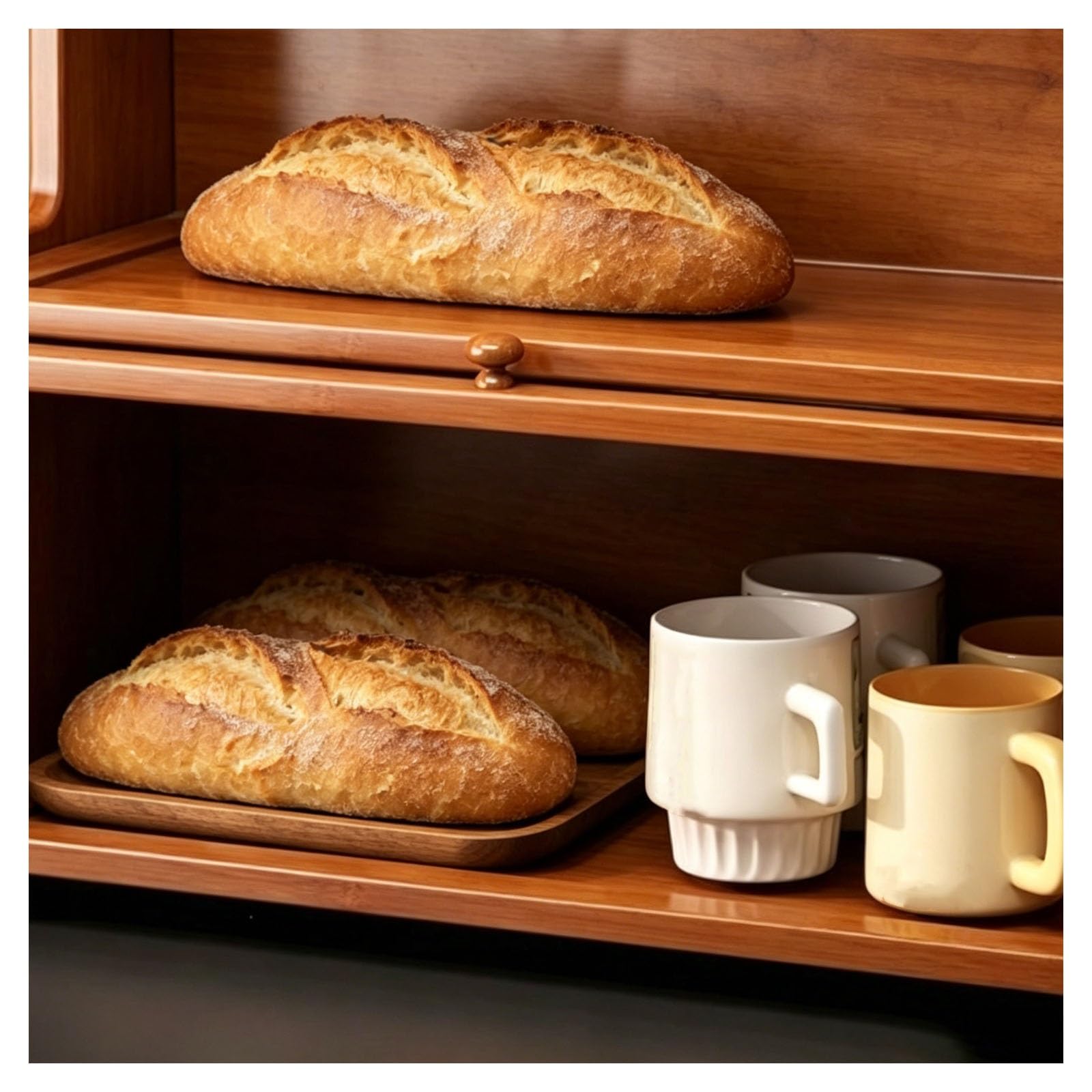 Panera de bambú, contenedor de almacenamiento, organizador de cocina