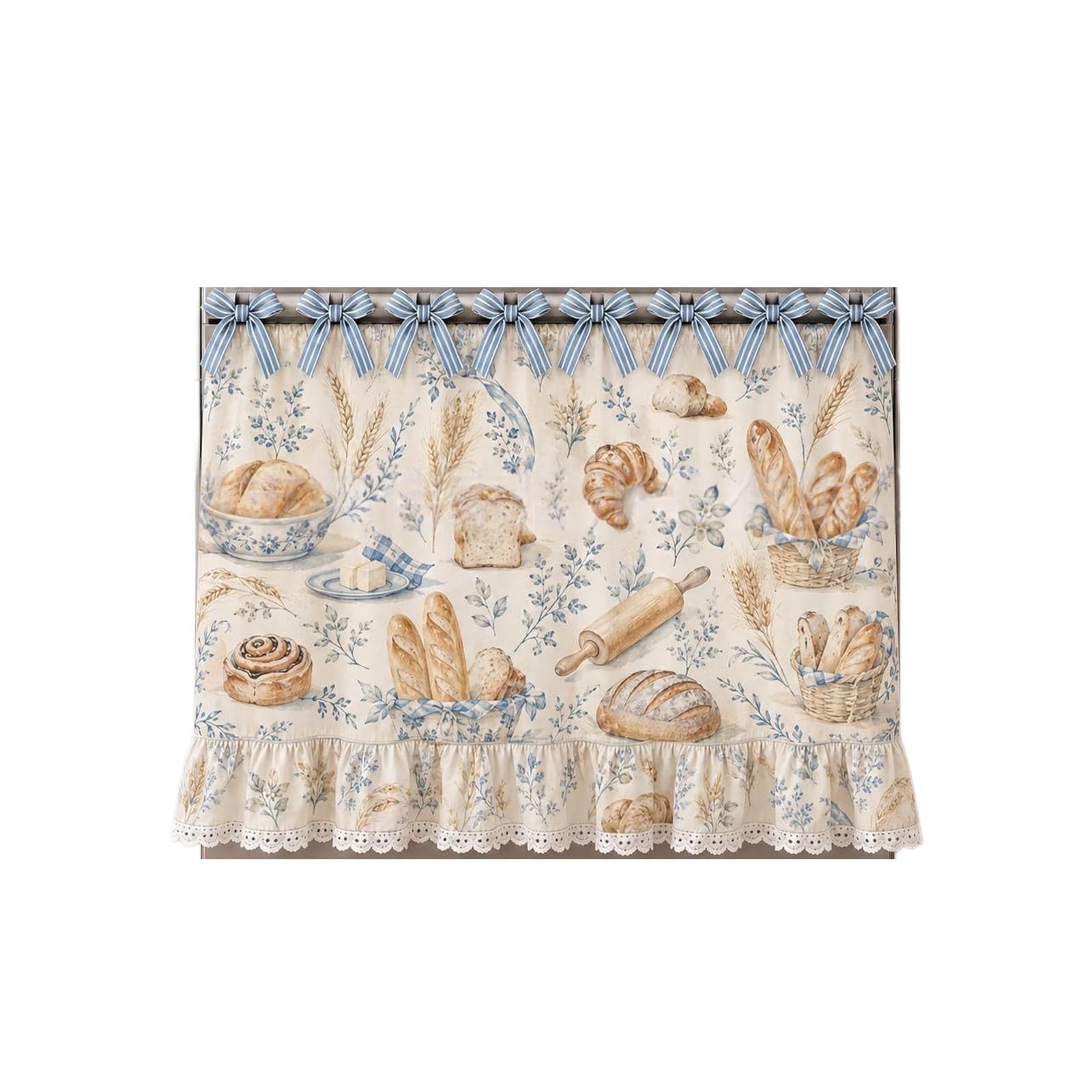 Nucelit Oven Skirt Curtain with Rural Styles Pattern and Machine Washable Fabric Kitchen Appliances Dustproof Cover Stove Skirt Curtain