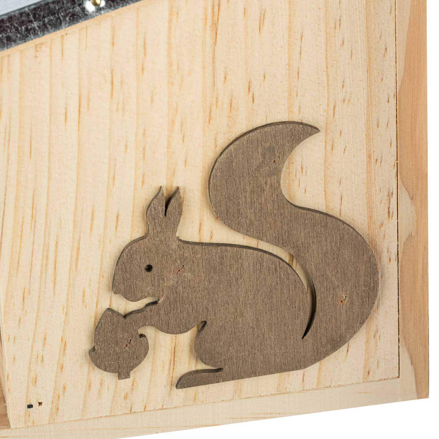 Mangiatoia per scoiattoli da Giardino, casetta in Legno per scoiattolini, Accessori per scoiattoli, 24.5x11x29 cm