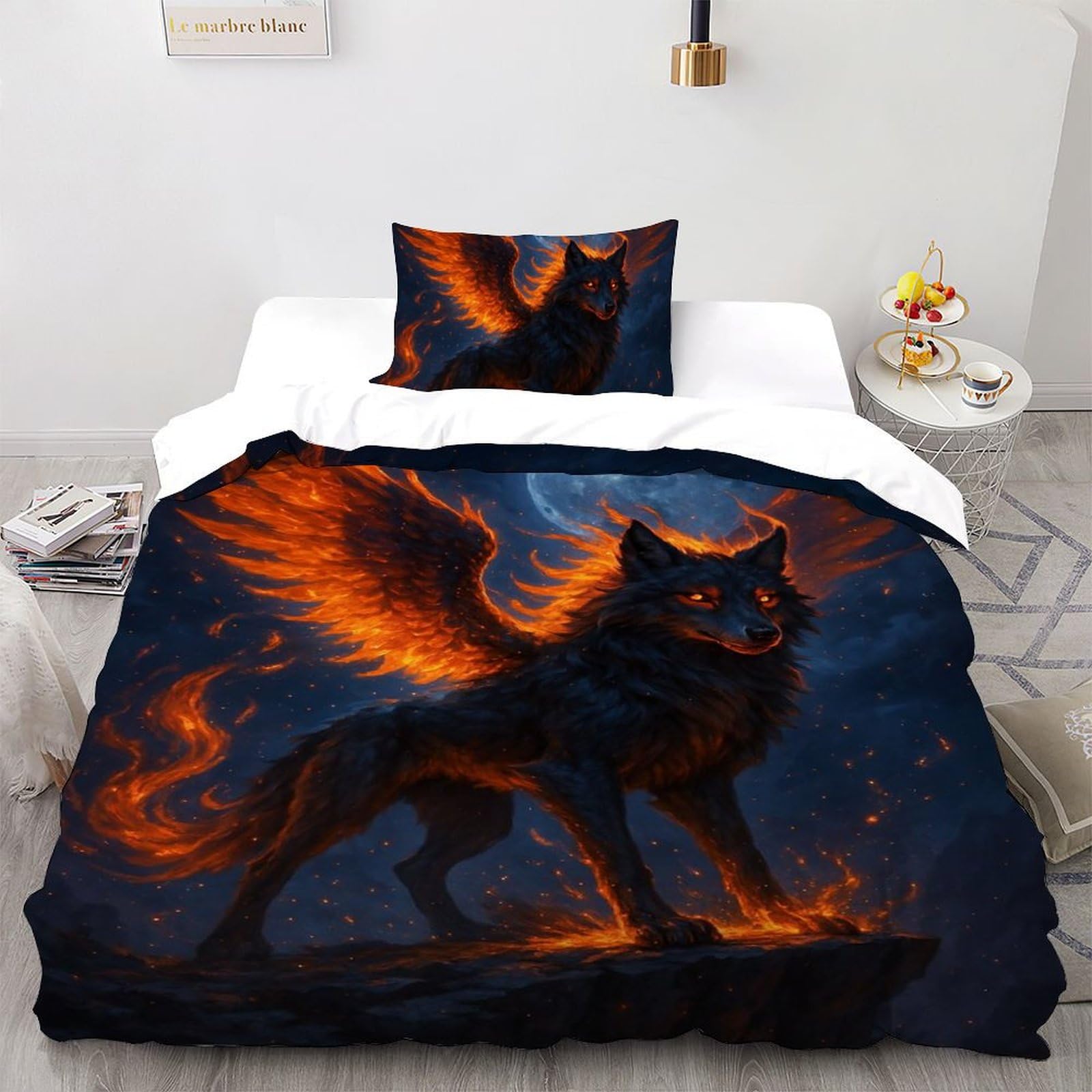 Housse de couette single 135x200 lit enfant linge de lit microfibre animaux imprimé 3D